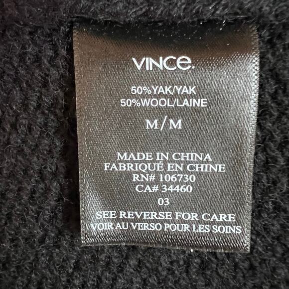 Vince. Yak and Wool Knit V-Neck Sweater in Black Men’s Medium - Picture 5 of 6
